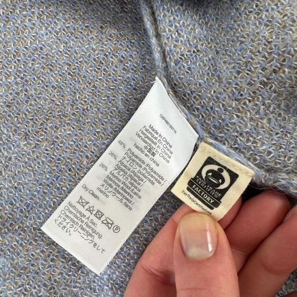 Madewell Alpaca Blend V-Neck Cardigan Plaid Warm Camel Brown Blue NT594 L - Picture 5 of 16